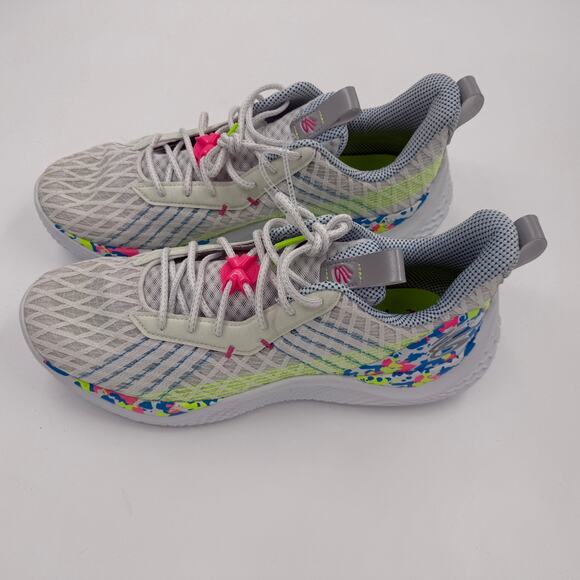 Under Armour UA Curry Flow 10 Splash Party Birthday Men\'s Sz 15 White Pink NWOT